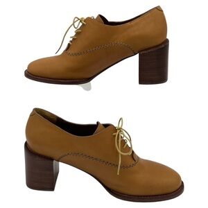 SEE BY CHLOE WOMEN’S NWT TAN LEATHER OXFORD LACE UP HEELS SZ 37.5